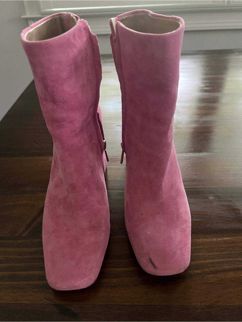Sam Edelman Pink Suede Mid-Calf Heeled Boots